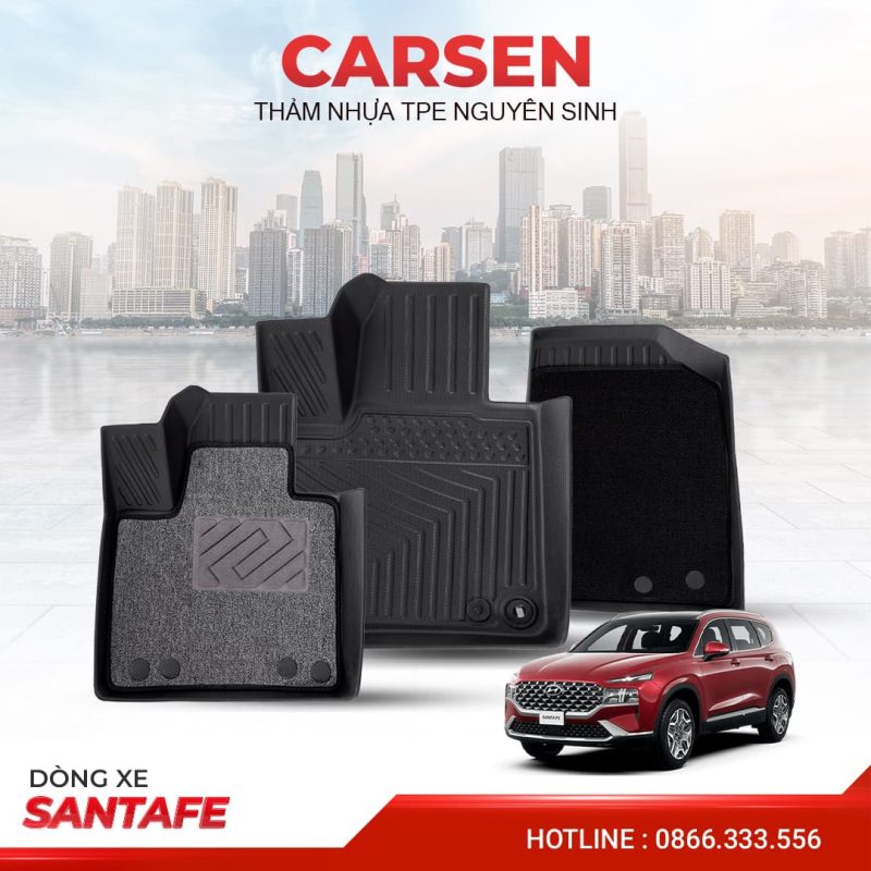 Thảm lót sàn ô tô TPE Hyundai Santafe của Carsen